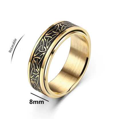 Bague vintage avec motif runique pour homme