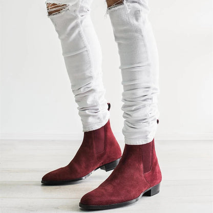 bottes casual pour homme en bordeaux élégant