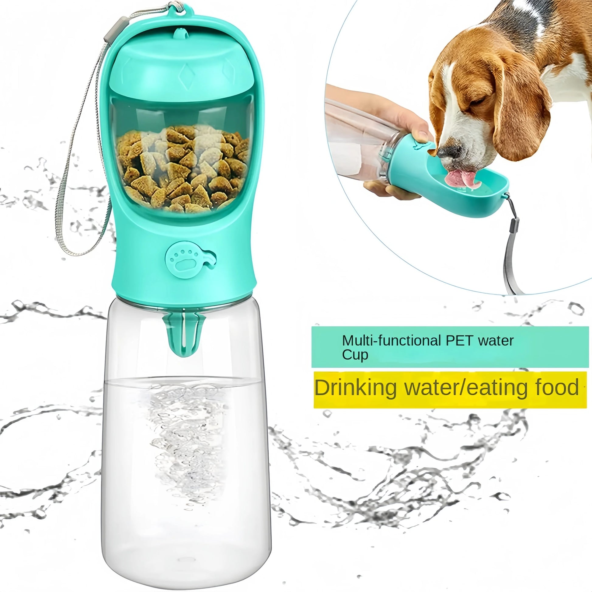 Bouteille portable avec compartiment nourriture pour animaux