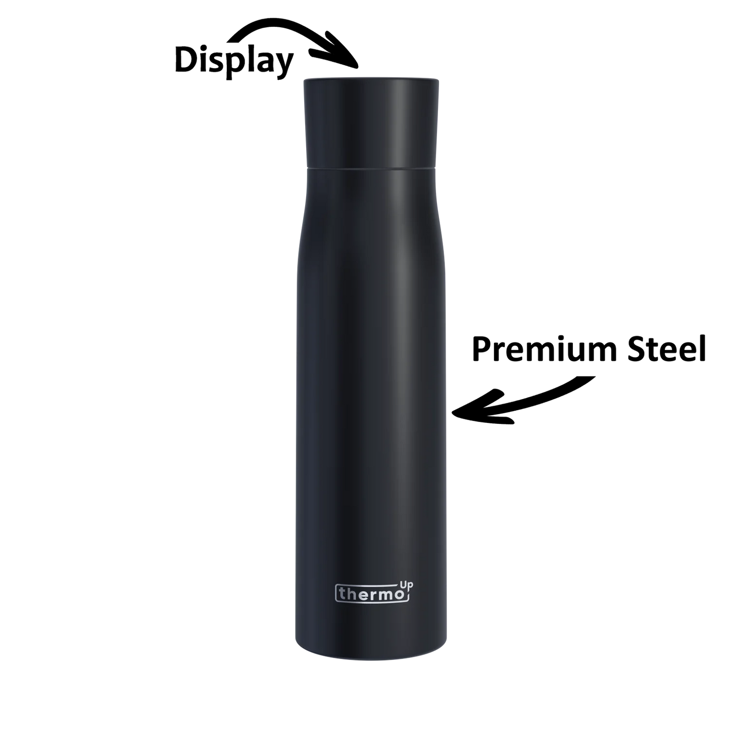 Bouteille thermos intelligente noire avec écran