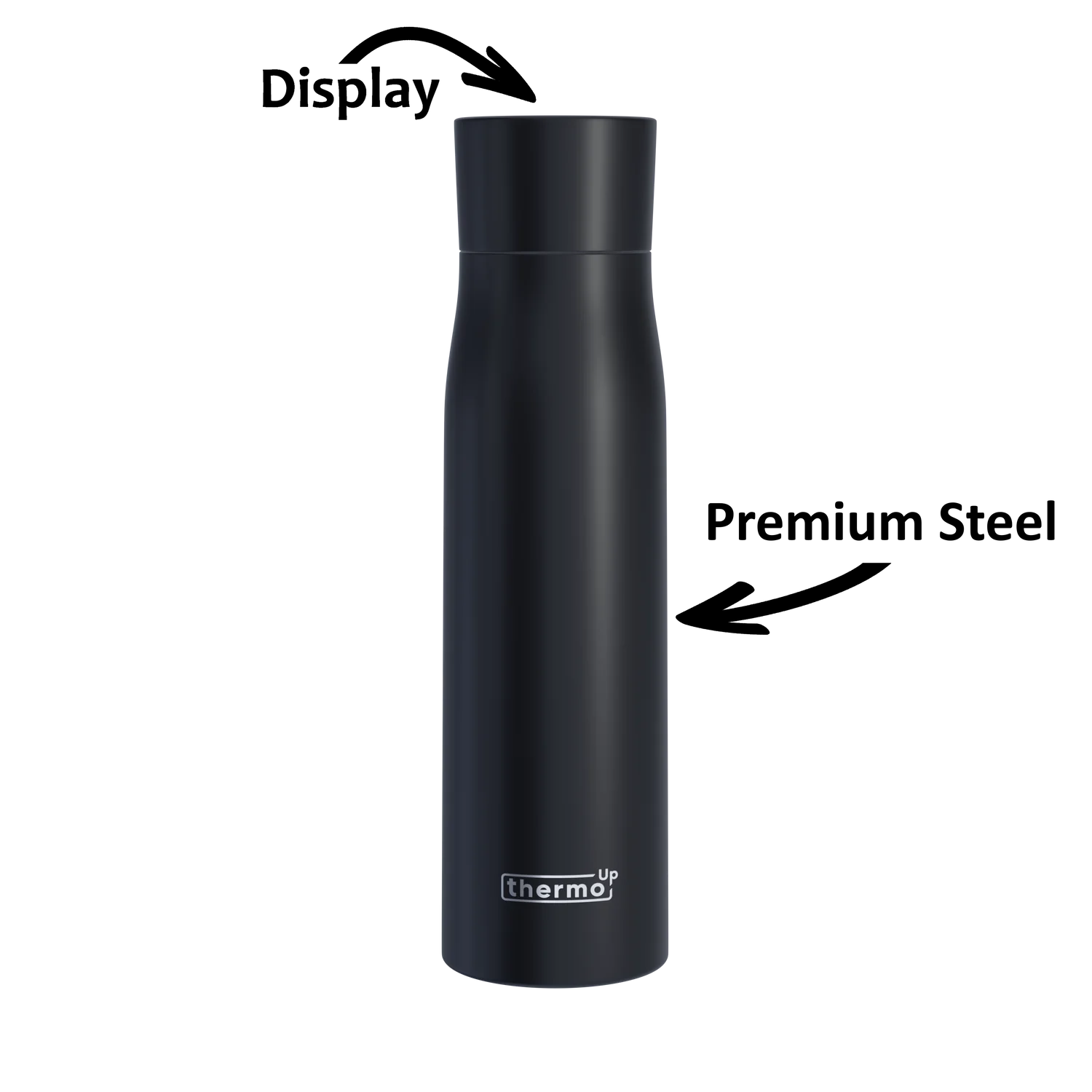 Bouteille thermos intelligente noire avec écran