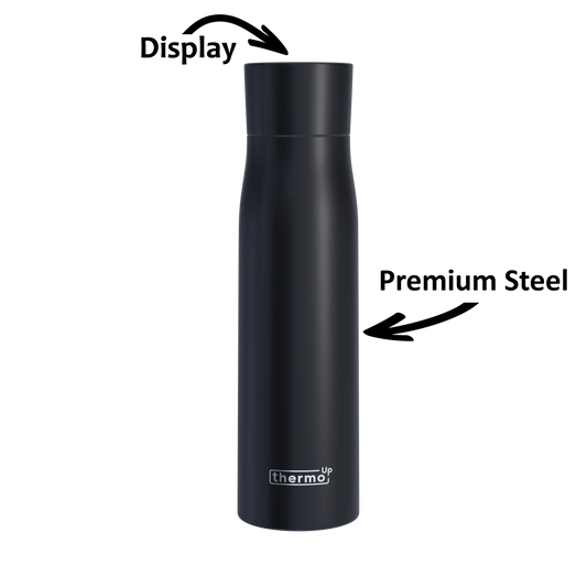 Bouteille thermos intelligente noire avec écran