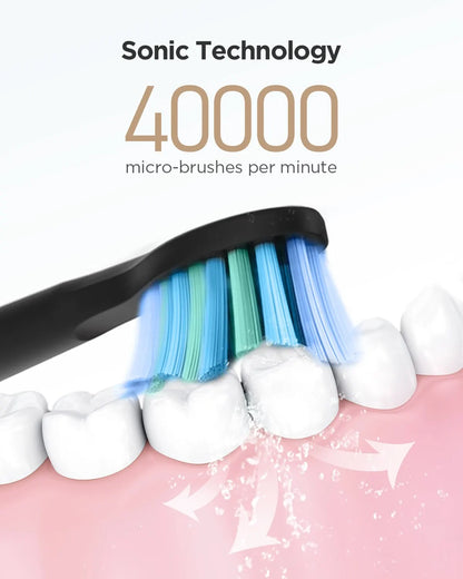 brosse à dents électrique avec têtes remplaçables et poils doux