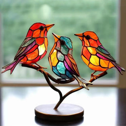 Décoration moderne avec des oiseaux en acrylique colorés