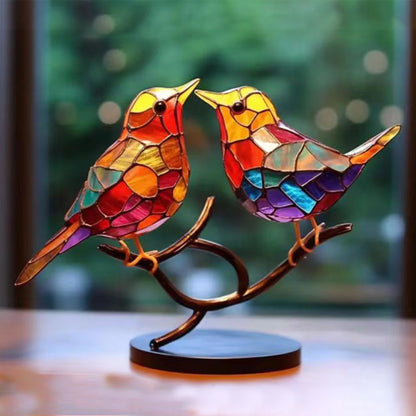 Figurine d’oiseaux en acrylique sur socle pour intérieur