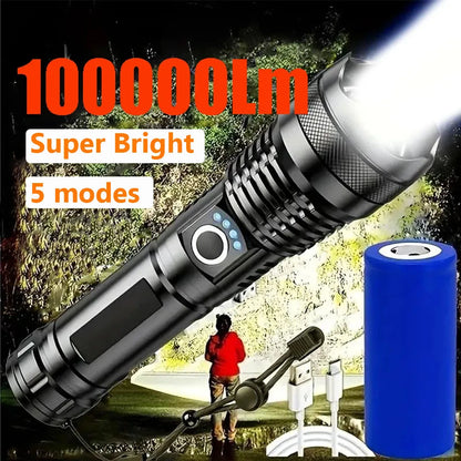 Lampe torche LED ultra puissante rechargeable pour extérieur