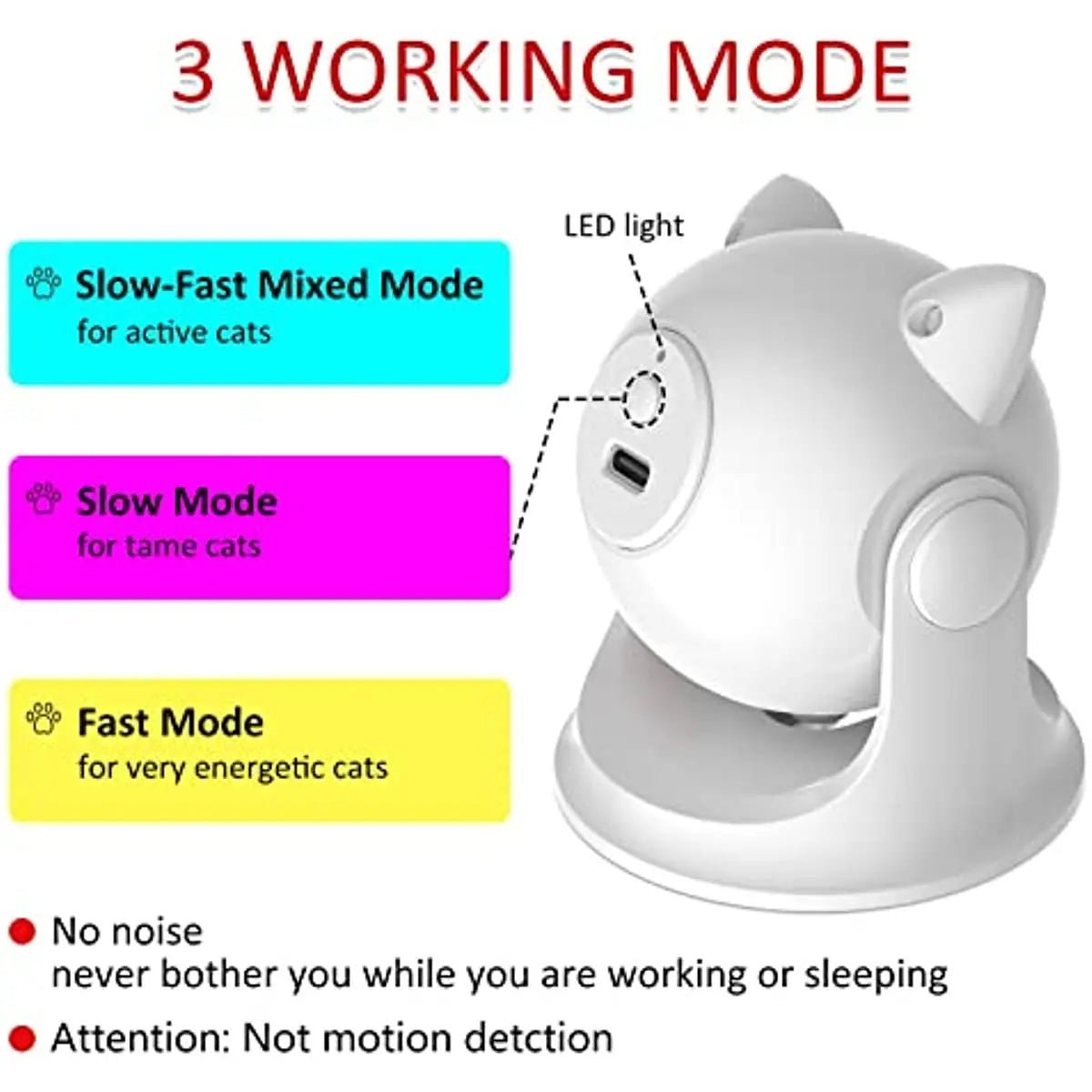 Jouet pour chat avec 3 modes de vitesse ajustables