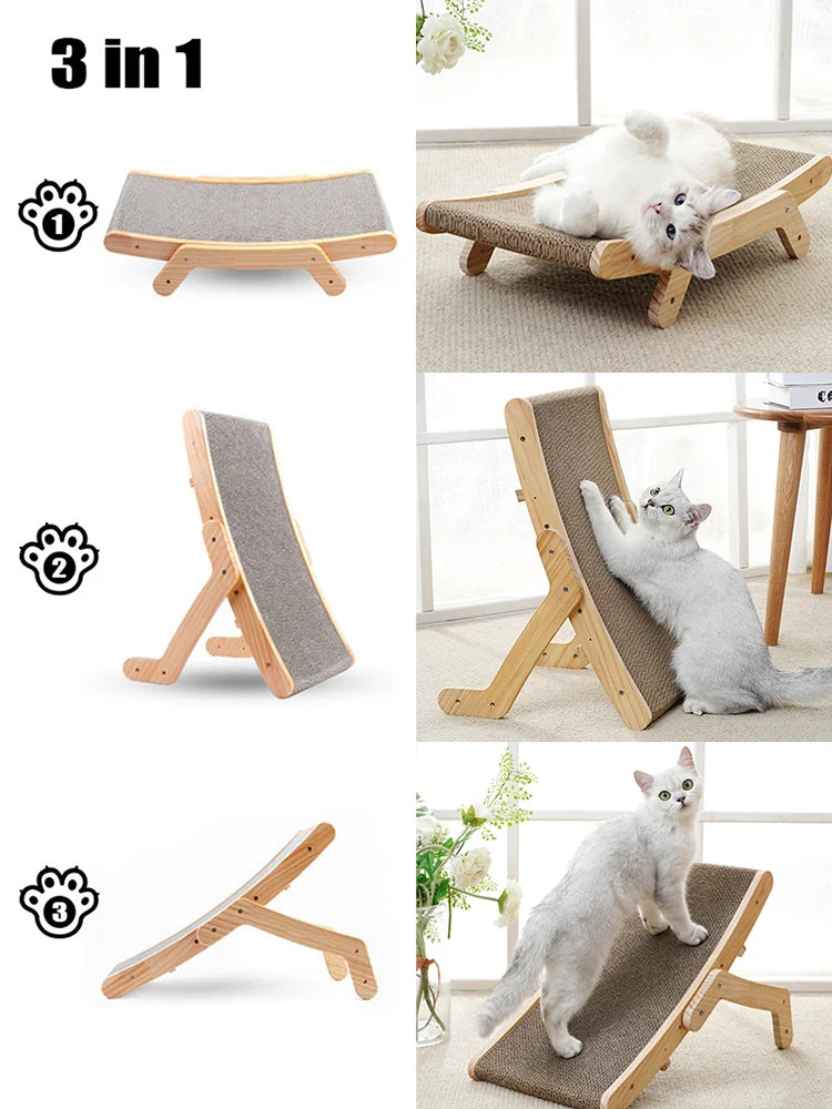 Lit et griffoir 2-en-1 pour chat en bois naturel