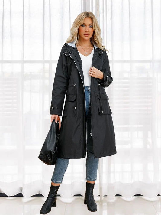 manteau imperméable pour femme avec capuche