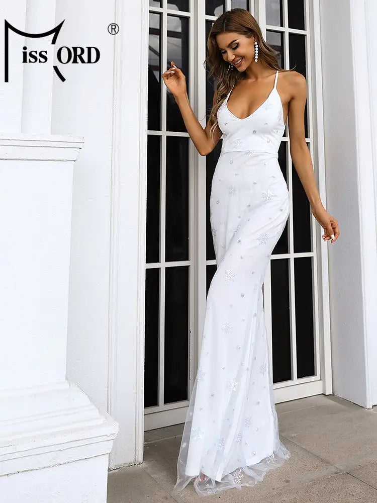 robe polyester blanche Missord soirée