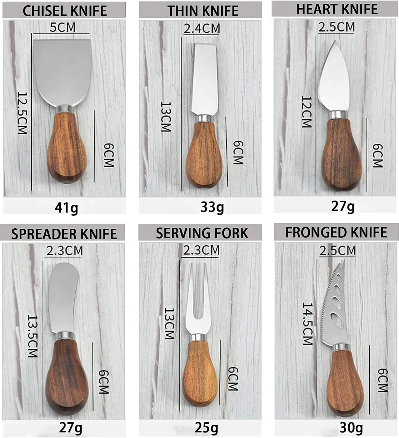 Set de couteaux à fromage en acier inoxydable robuste