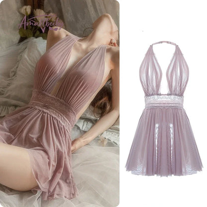 Robe transparente en tulle avec dos nu